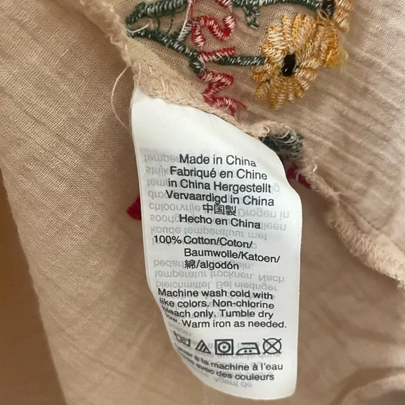 SALE! Madewell Botanical Embroidered Gauzy Cotton Tie-Neck Peasant Top Small - Picture 10 of 11